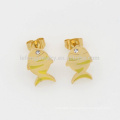 Cute fish earrings & lockets sets, 316l yellow gold big fashion jewelry set wholesale